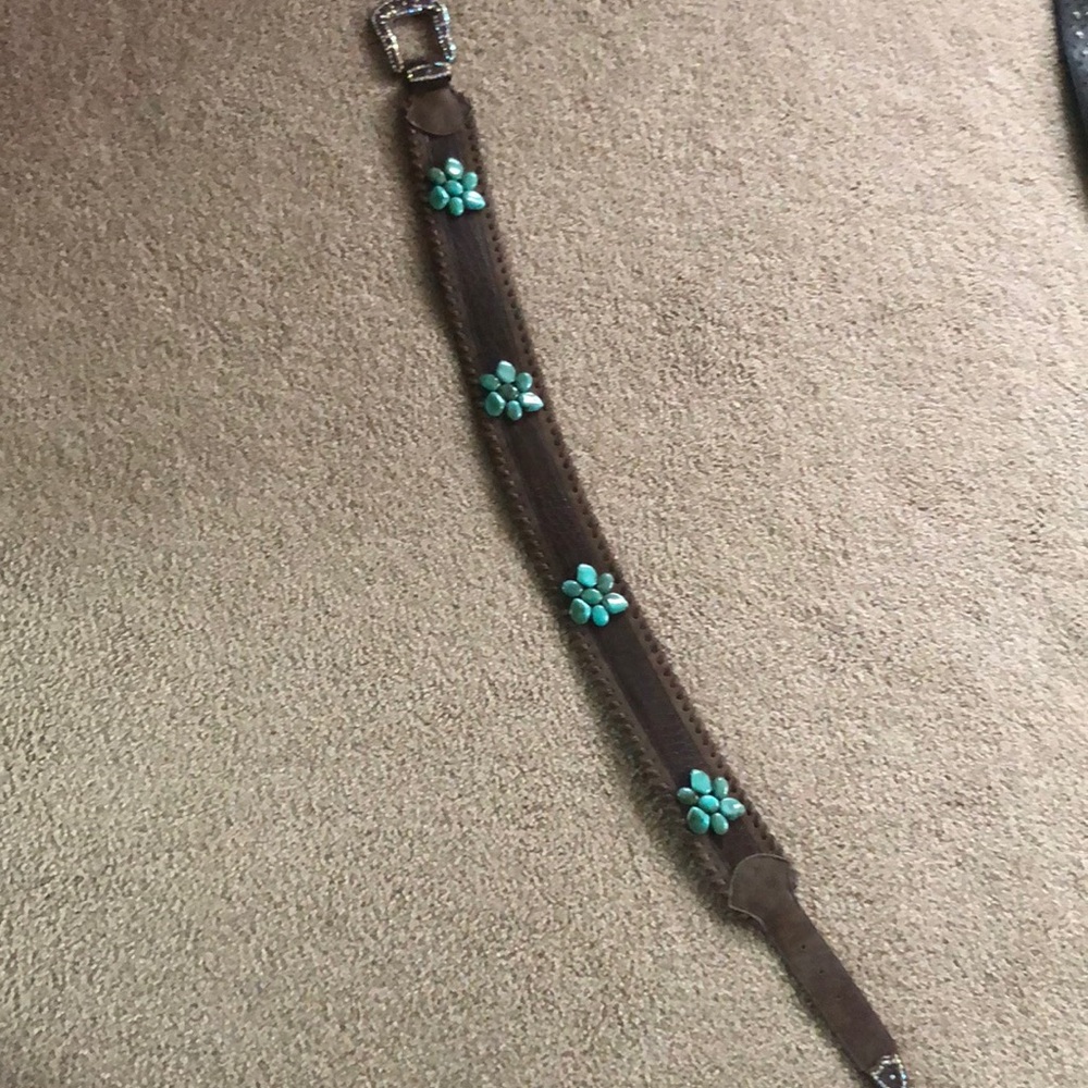 Turquoise Flower Brown Western Belt